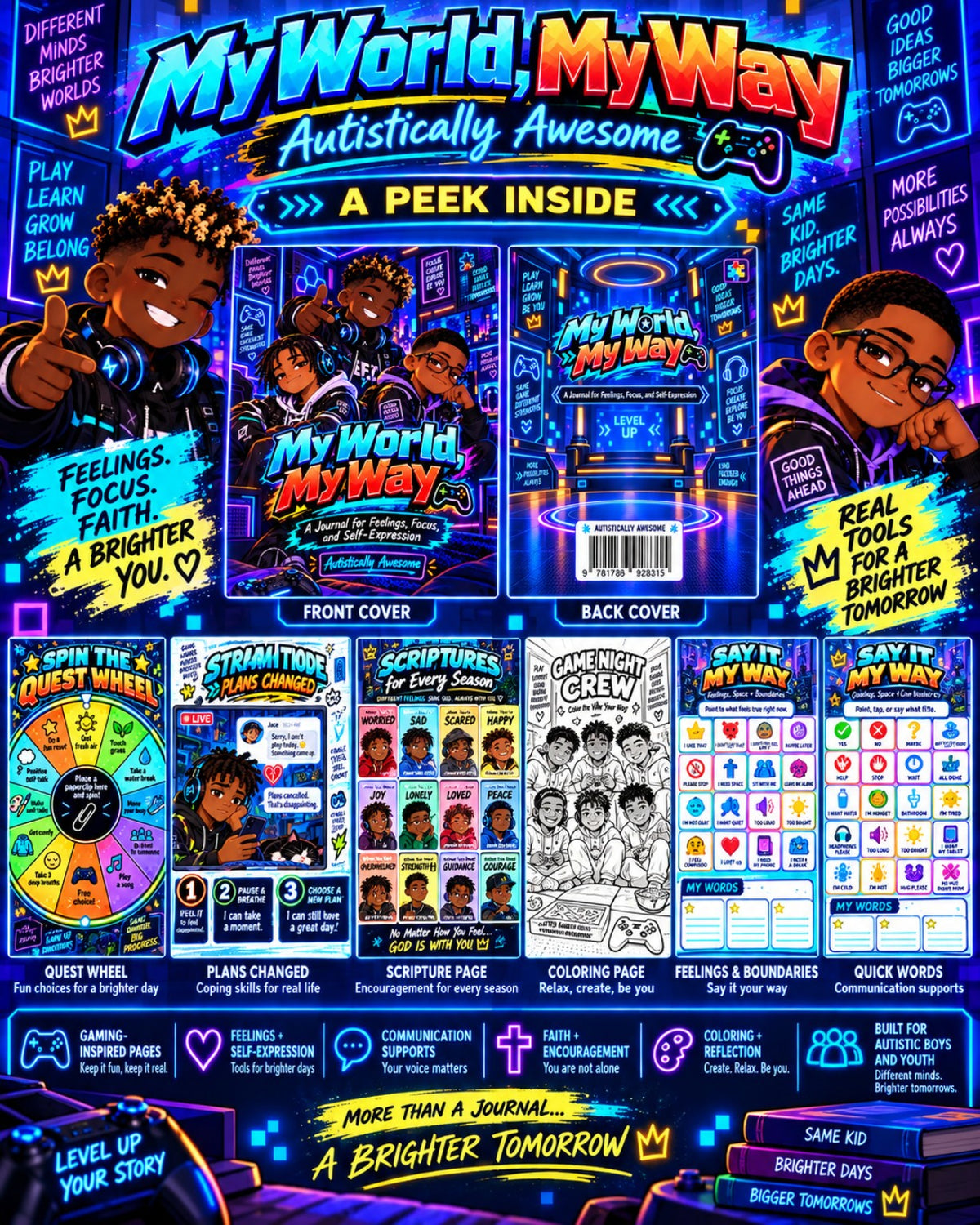My World My Way blue and orange preview pages