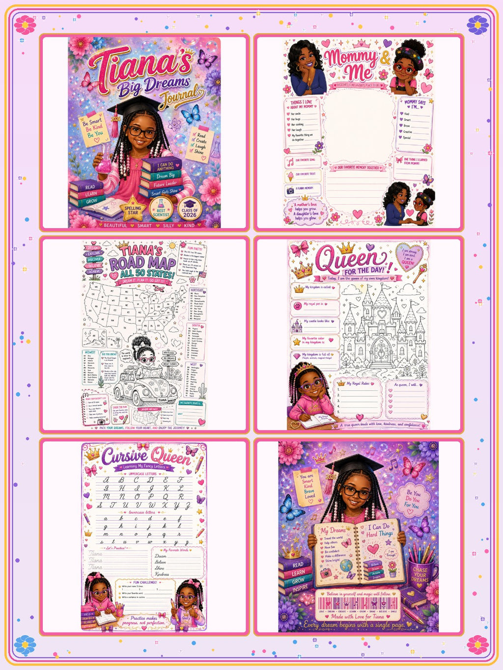 Custom personal journal example - Tiana's Big Dreams