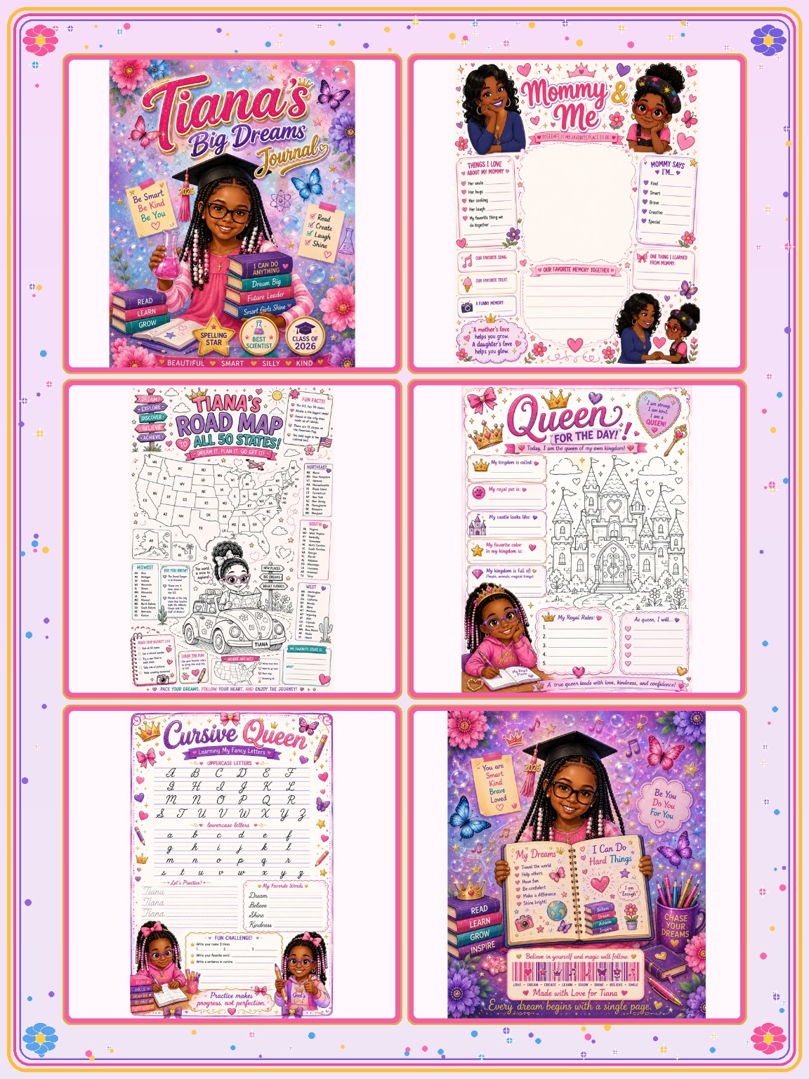 Custom personal journal example - Tiana's Big Dreams